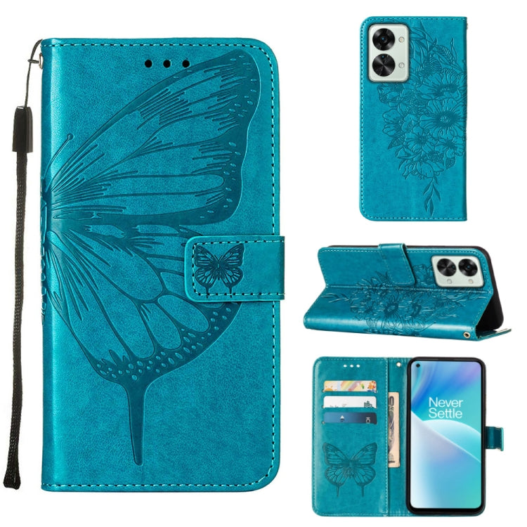 Teal embossed butterfly leather phone case with folio card holder and stand