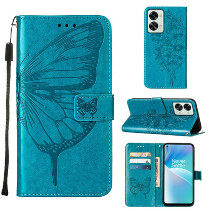 Teal embossed butterfly leather phone case with folio card holder and stand