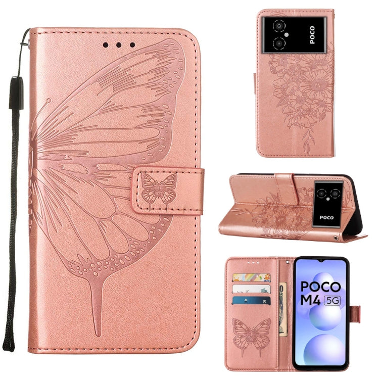 Rose gold embossed butterfly leather wallet phone case with flip cover and card slots