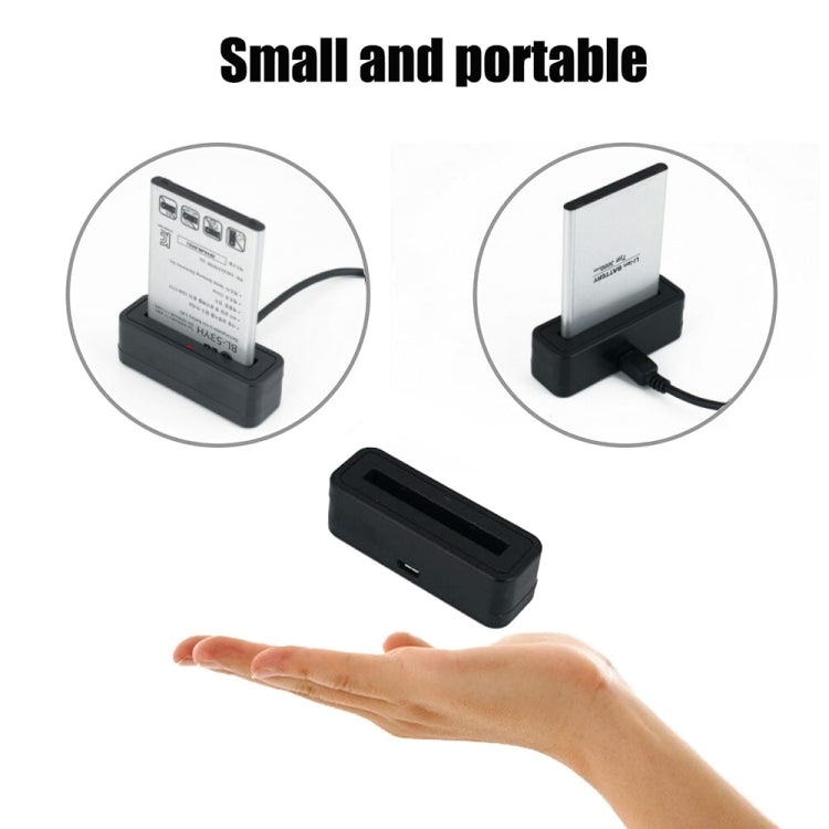 Black portable USB battery charger adapter with compact dock and charging interface