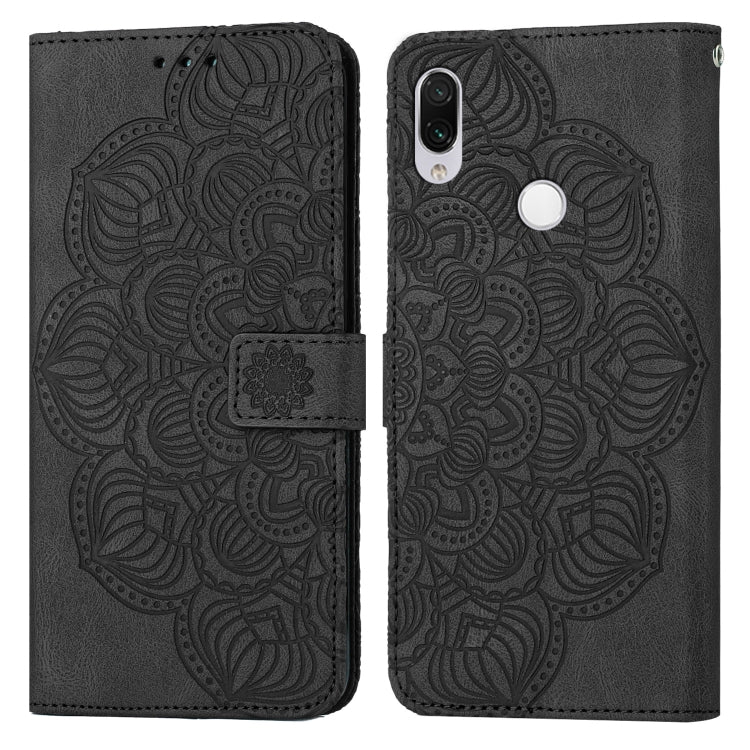 Black mandala embossed flip phone case with side strap and card slot cover