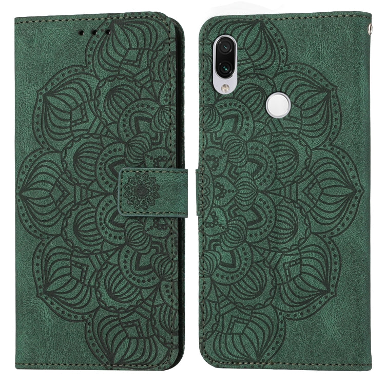 Green mandala embossed flip phone case with side strap and card slot cover