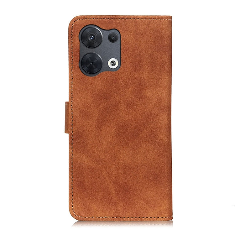 Brown retro-texture flip leather phone case with camera cutouts on back.
