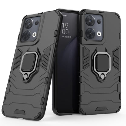Shockproof protective phone case with magnetic ring holder, dark gray, side-by-side