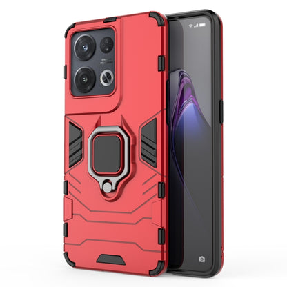 Shockproof red phone case with magnetic ring holder, reinforced corner protection
