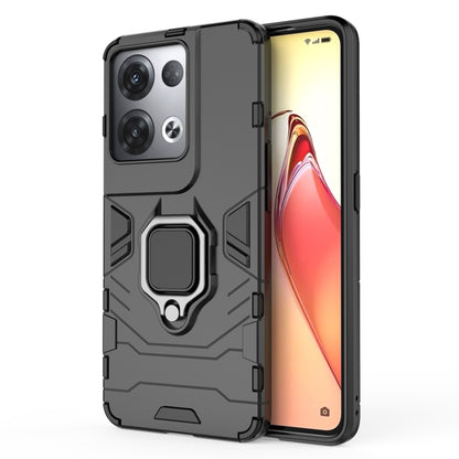 Shockproof dark gray phone case with magnetic ring holder, rugged bumper design