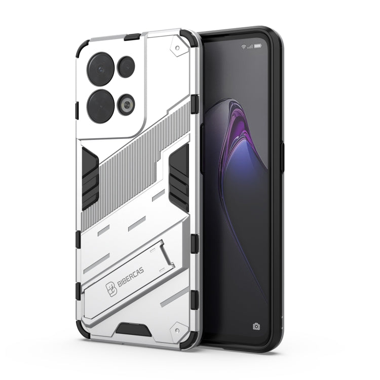 Rugged white phone case with textured armor panels and camera cutouts