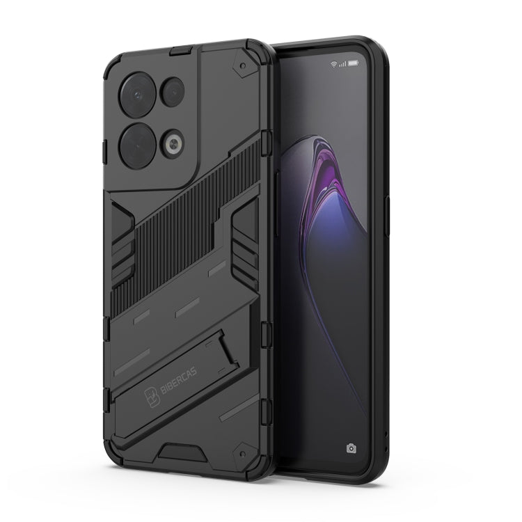 Black armored shockproof phone case, dual-layer PC+TPU, with textured grip ridges