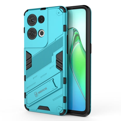 Blue-green armored shockproof phone case, dual-layer PC+TPU, rugged corner bumpers