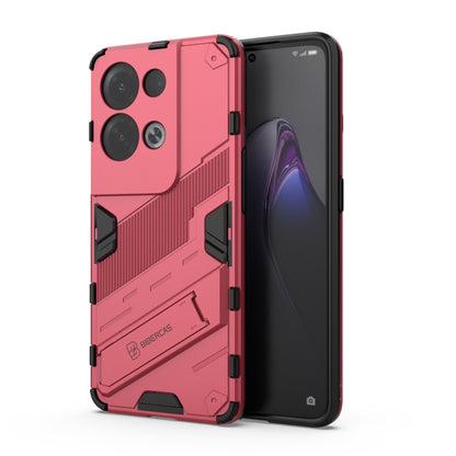 Light red rugged phone case, TPU shockproof armor with invisible holder (2-in-1)