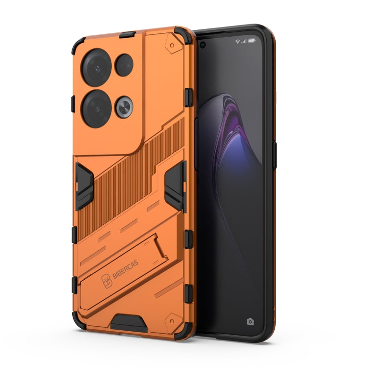 Orange rugged phone case, TPU shockproof armor with invisible holder (2-in-1)
