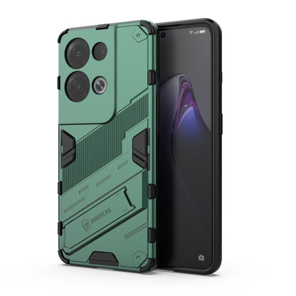Green rugged phone case, TPU shockproof armor with invisible holder (2-in-1)