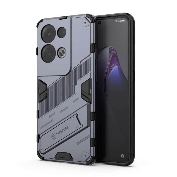 Grey rugged phone case, TPU shockproof armor with invisible holder (2-in-1)