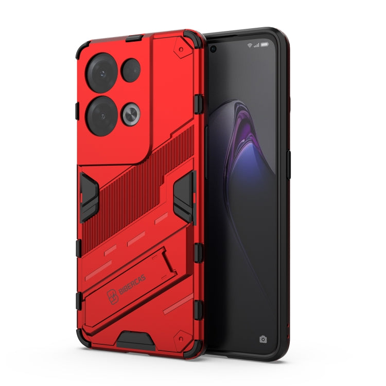 Red rugged phone case, TPU shockproof armor with invisible holder (2-in-1)