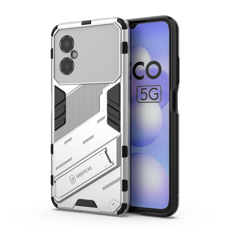 White shockproof armor phone case with camera cutouts and raised edge protection