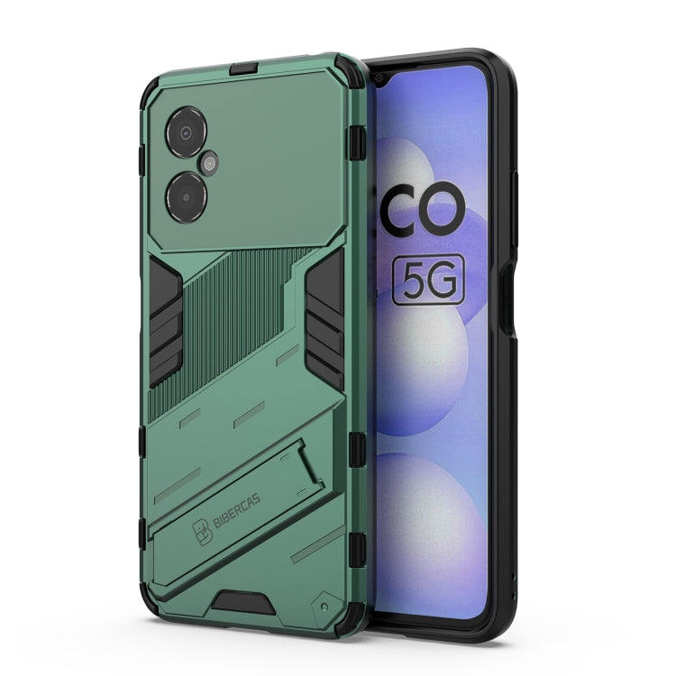Green shockproof armor phone case with camera cutouts and raised edge protection
