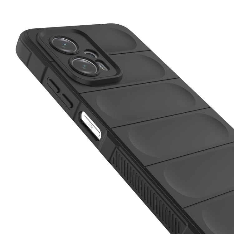 Black TPU flannel phone case angled view with camera lens and port cutouts