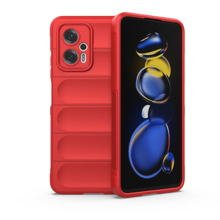 Red TPU flannel phone case with front and back, raised camera cutouts