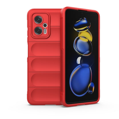 Red TPU flannel phone case with front and back, raised camera cutouts