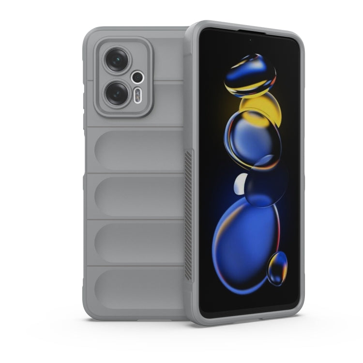 Grey TPU phone case with flannel lining, dual-layer protection and camera cutouts.