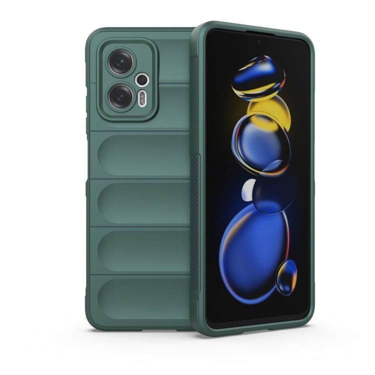 Green TPU phone case with flannel lining, dual-layer protection and camera cutouts.