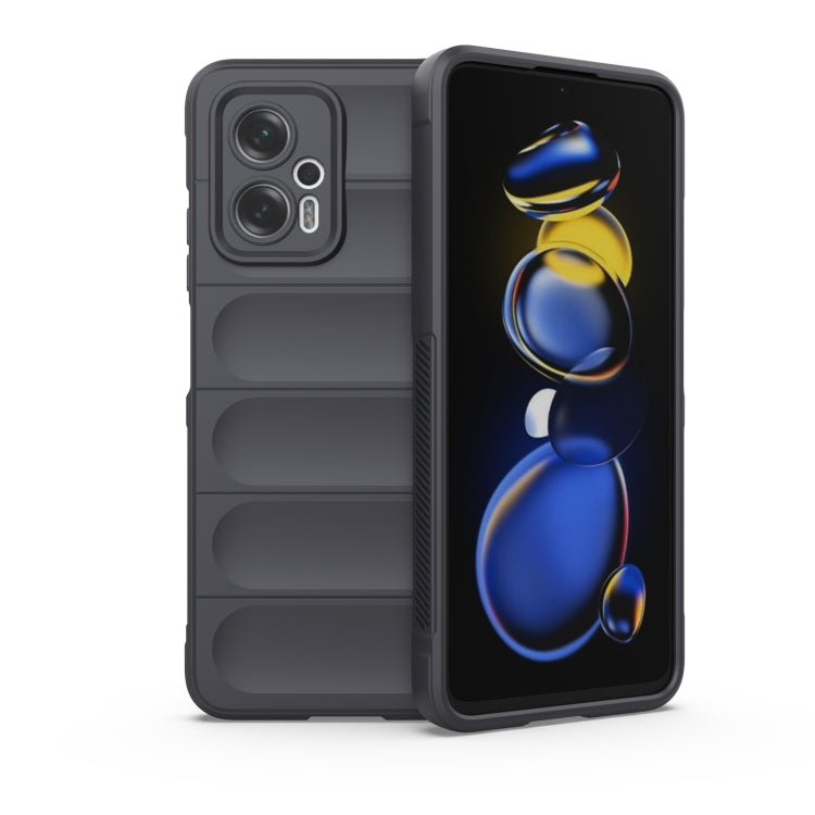 Dark grey TPU phone case with flannel lining, dual-layer protection and camera cutouts.