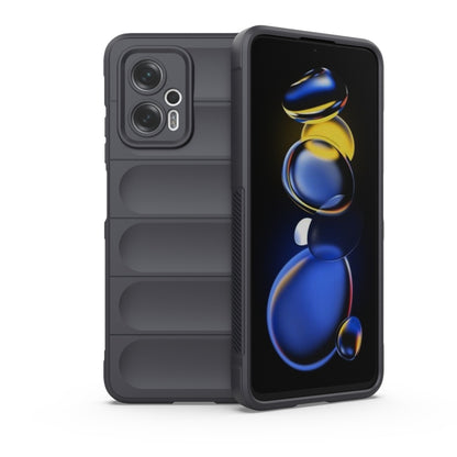 Dark grey TPU phone case with flannel lining, dual-layer protection and camera cutouts.