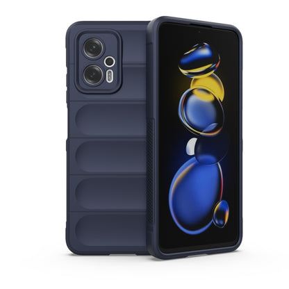 Dark blue TPU phone case with flannel lining, dual-layer protection and camera cutouts.