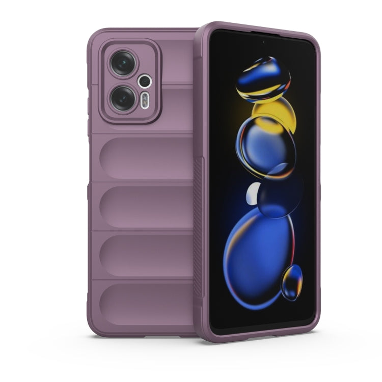 Purple TPU phone case with flannel lining, dual-layer protection and camera cutouts.