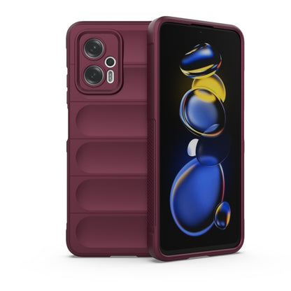 Wine red TPU phone case with flannel lining, dual-layer protection and camera cutouts.