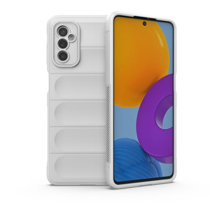 White TPU flannel phone case with side buttons and camera openings