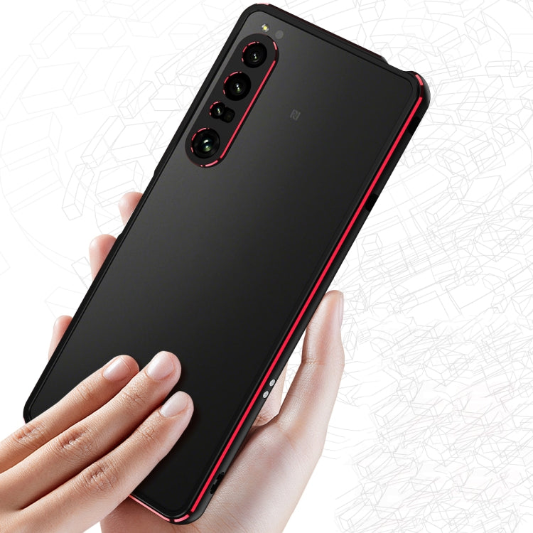 Metal-frame protective phone case with lens protector for Sony Xperia 1 IV, black