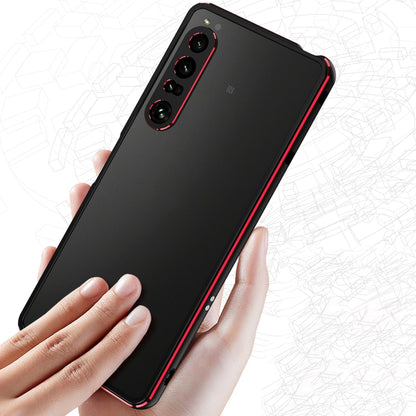 Metal-frame protective phone case with lens protector for Sony Xperia 1 IV, black