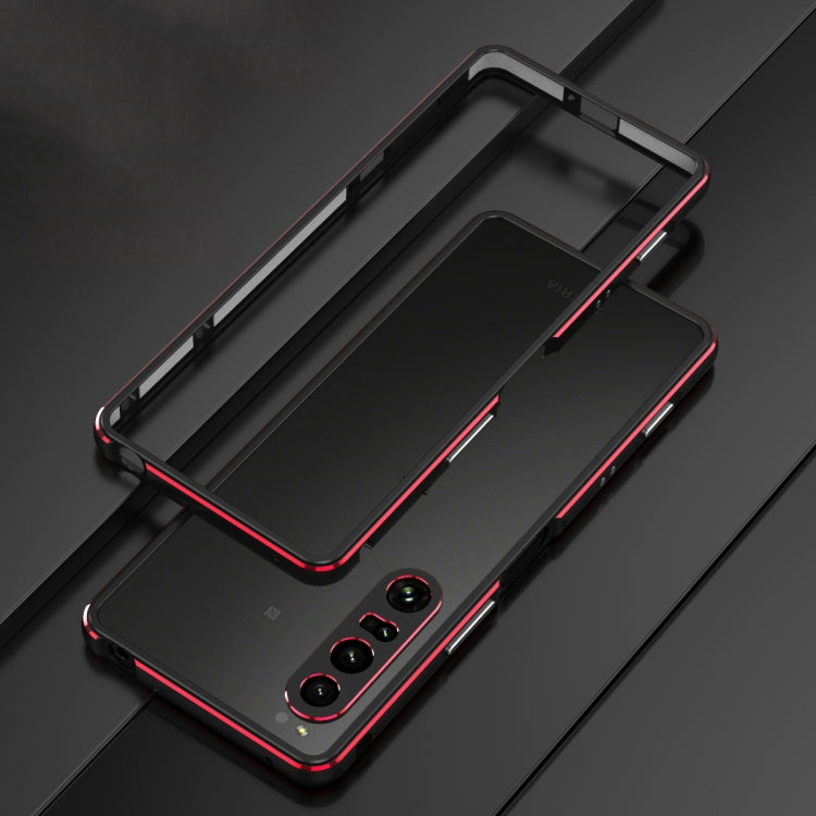 Protective phone case with lens protector for Sony Xperia 1 IV, black with red trim