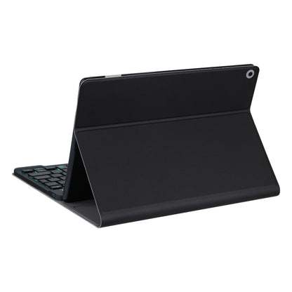 Black leather tablet case with kickstand and Bluetooth keyboard