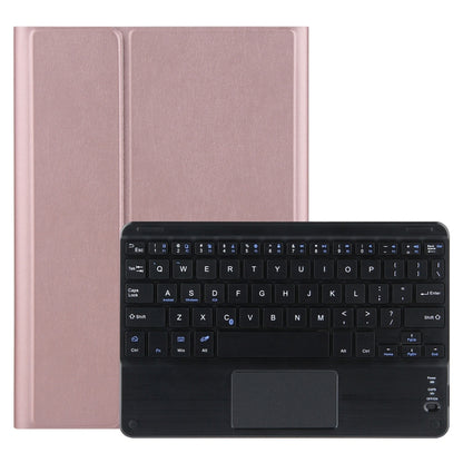 Rose gold leather tablet case with detachable Bluetooth keyboard and touchpad