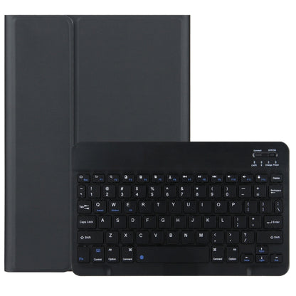 Black tablet case with built-in Bluetooth keyboard, folded cover and trackpad area