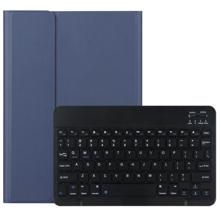 Blue tablet case with black Bluetooth keyboard, slim folio cover