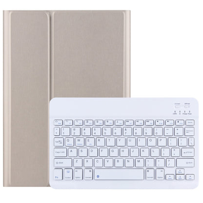 Beige tablet case with white Bluetooth keyboard, slim folio cover