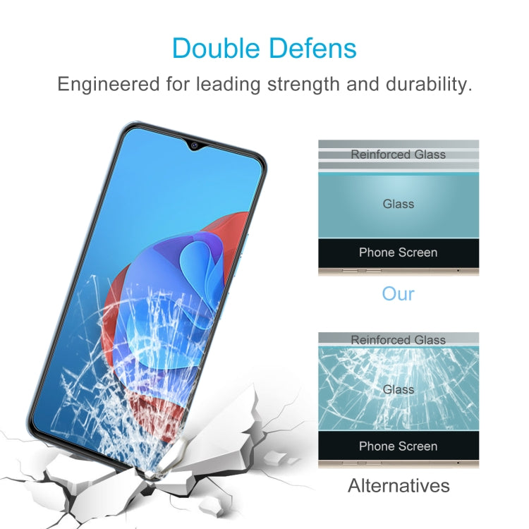 Tempered glass screen protector showing reinforced, damage-resistant glass graphic
