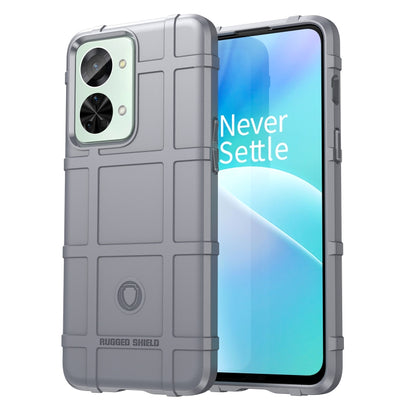 Rugged TPU phone case with textured grip, camera cutouts, raised bezel (gray)