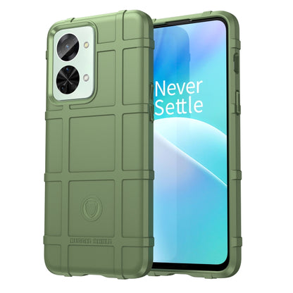 Rugged TPU phone case with textured grip, camera cutouts, raised bezel (green)