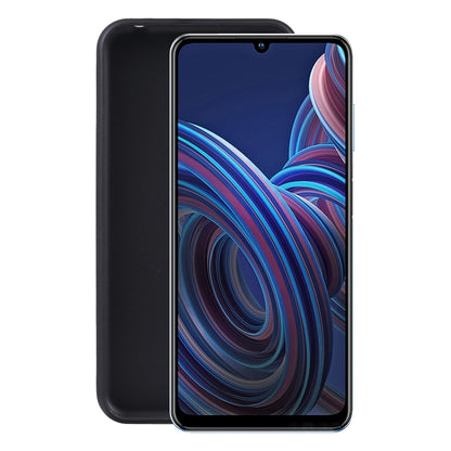 Black TPU phone case for a smartphone, with front cutout and camera opening