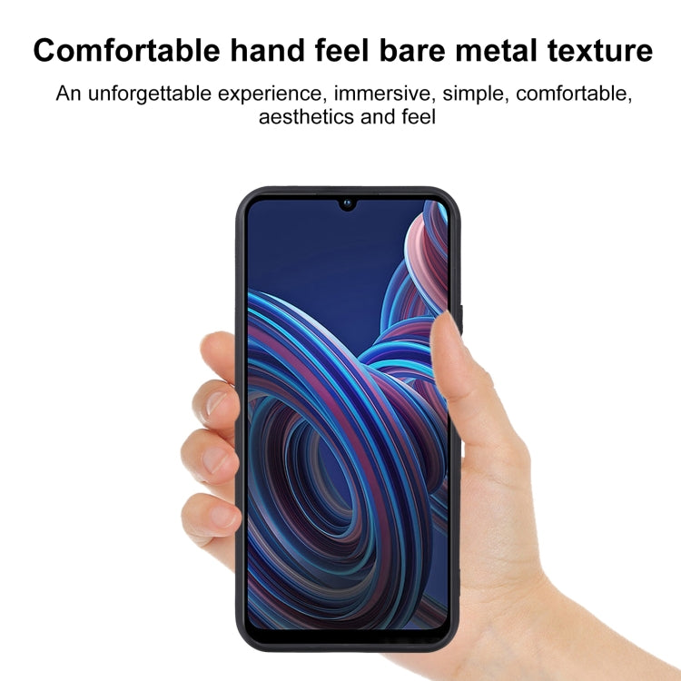 Black TPU phone case on a smartphone, held in two hands