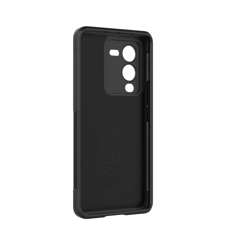 Rugged black phone case back view with camera cutouts and speaker opening