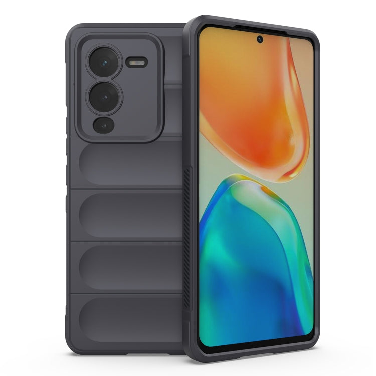 Dark grey TPU flannel phone case with ridged back and camera cutouts