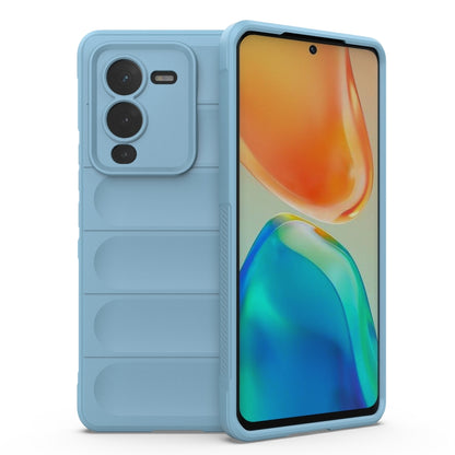 Light blue TPU flannel phone case with ridged back and camera cutouts