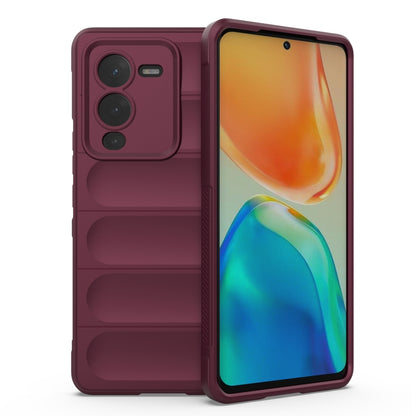 Wine red TPU flannel phone case with ridged back and camera cutouts
