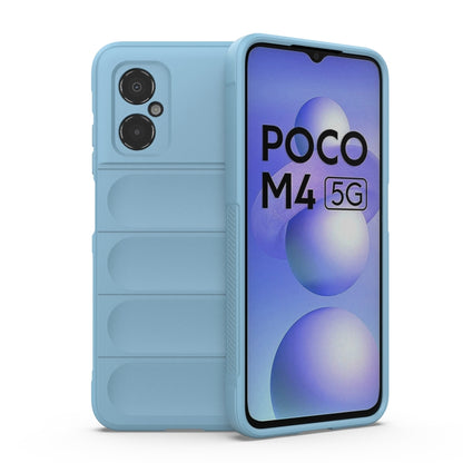 Light blue phone case with textured panels, camera cutouts, and raised edges