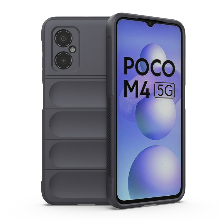 Dark gray phone case with textured panels, camera cutouts, and raised edges